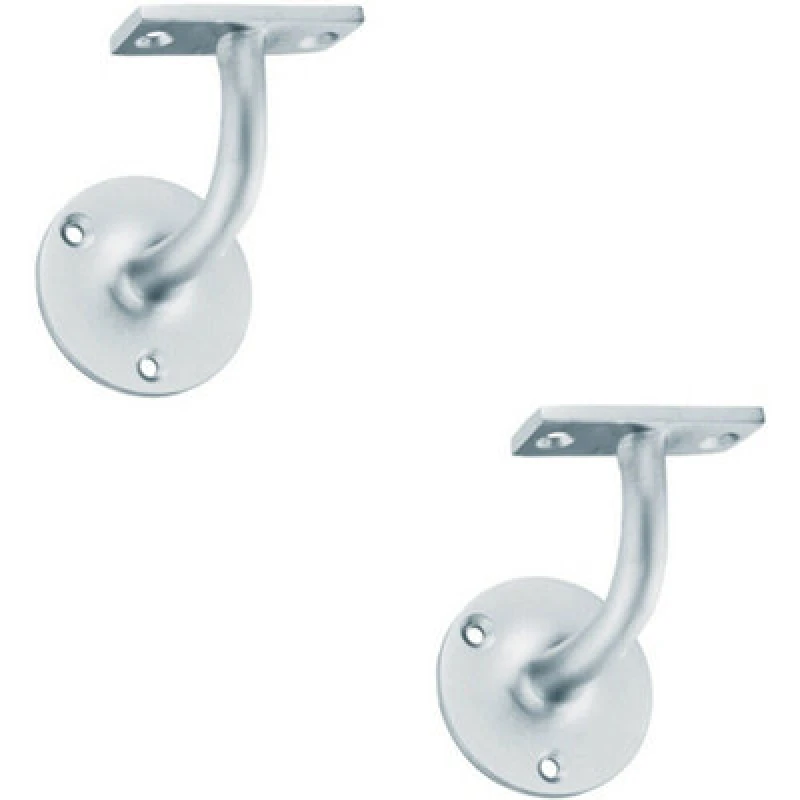 Image of Loops 2x Heavyweight Handrail Bannister Bracket 80mm Projection Satin Chrome Multi unisex