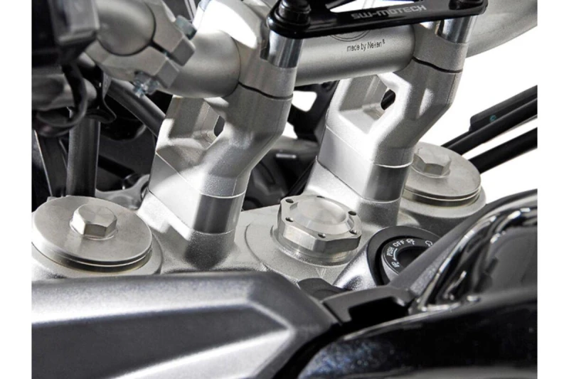 Image of LEH.11.039.10000/S - LEH.11.039.10000/S - SW Motech 1 System 0mm Handlebar Riser - Triumph Tiger Explorer XRX 2015-2020 - Silver Powder-Coated LEH.11.