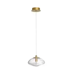 Image of Kildonan 16cm Dome Pendant Ceiling Light Brass Gold Metal Blown Clear Glass LED G9 - Merano