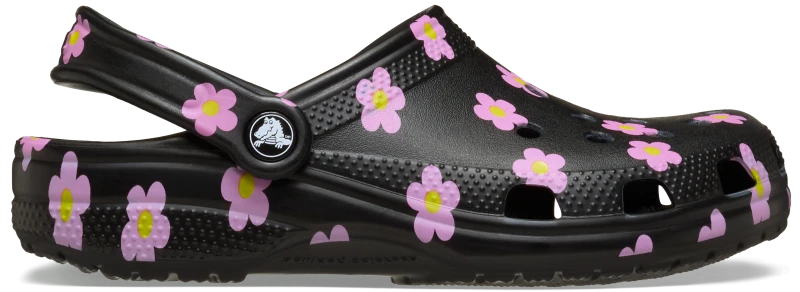 Image of Crocs Kids Classic Flower Clogs Black J4