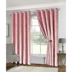 Image of Isabella Rose Amelia Crushed Velvet Eyelet Curtains - Blush - 117cm (46") X 137cm (54") TJ Hughes