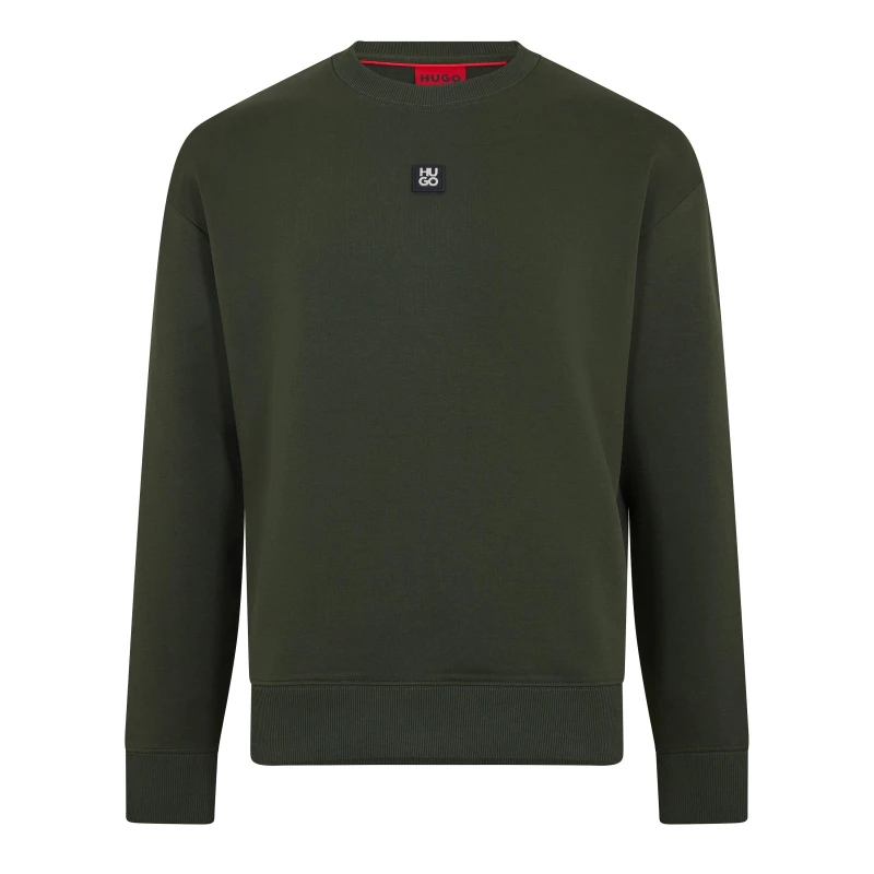 Image of Hugo Mens Dettil Crew-neck Sweatshirt Dark Green male XS