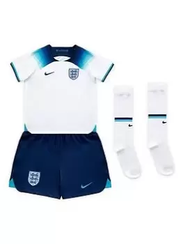 Image of Nike Little Kids 2022/23 England Home Kit - White/Blue, Size M (5-6 Years)