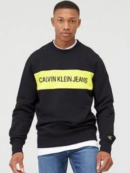 Image of Calvin Klein Jeans Instit Contrast Panel Sweatshirt - Black