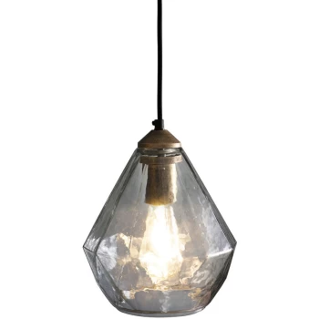 Image of Endon Directory Lighting - Single Pendant Light Antique Gold Paint, Clear Glass