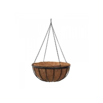 Image of Smart Garden - 35cm 14" Metal Saxon Metal Hanging Basket Black Planter Liner