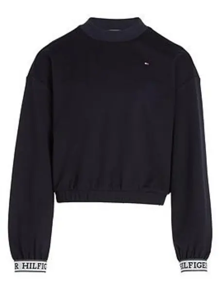 Image of Tommy Hilfiger Girls Monotype Tape Crew Neck Sweat - Navy, Size Age: 4 Years, Women