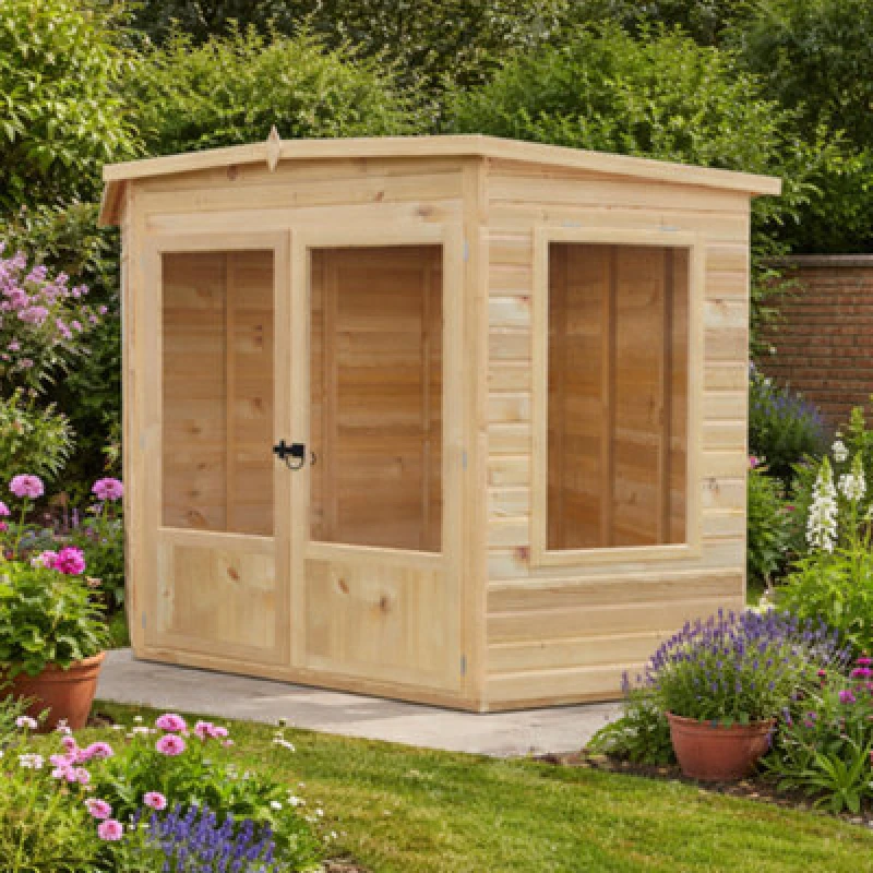 Image of Shire Premium Corner Summerhouse, Ramsey 8X8 With Double Doors And Opening Windows