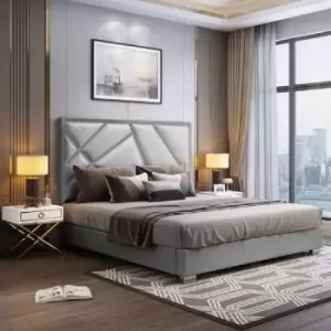 Image of Envisage Trade - Crina Upholstered Beds - Plush Velvet, Super King Size Frame, Grey - Grey