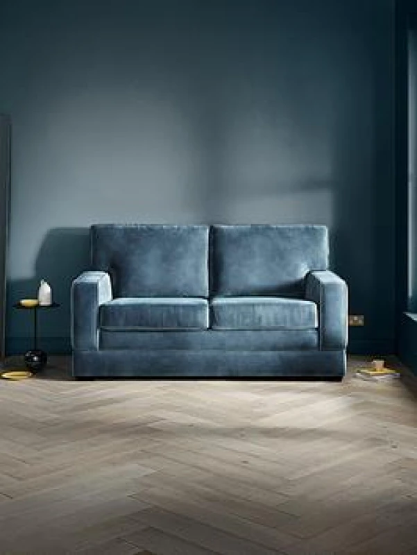 Image of Jay-Be Jay-Be Urban Luxe Velvet 2 Seater Sofa Bed with Pocket Mattress Airforce Blue 2 seater
