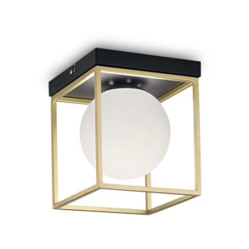 Image of Ideal Lux Lingotto - 1 Light Globe Ceiling Light Antique Brass