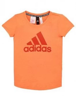 Image of Boys, adidas Youth Badge Of Sport Tee - Orange, Size 14-15 Years