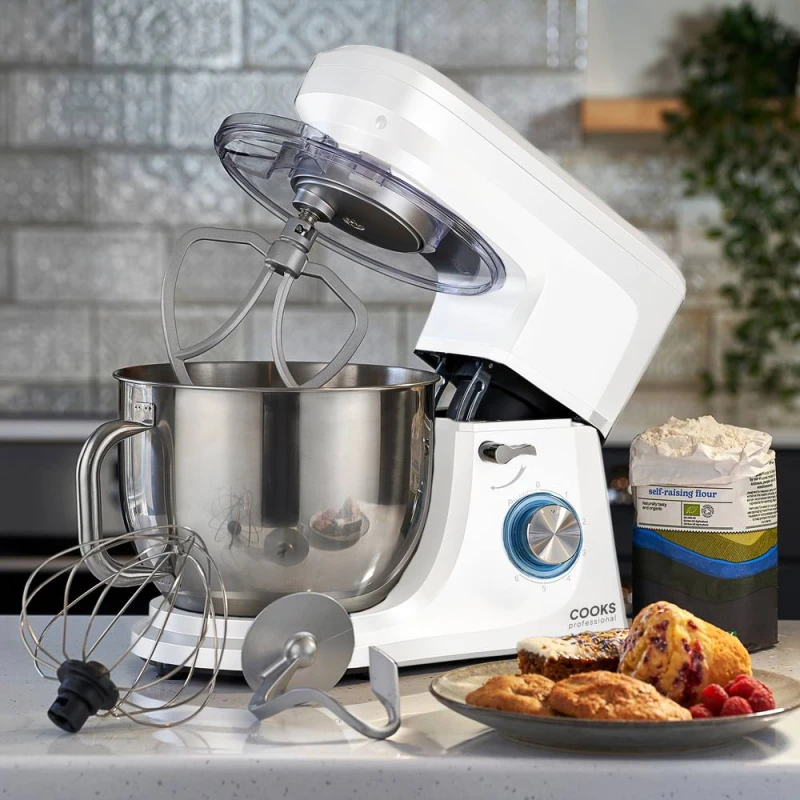 Image of Cooks Professional Stand Mixer 1200W with 6 Speeds, Pulse Function, 7L Mixing Bowl in White White Unisex