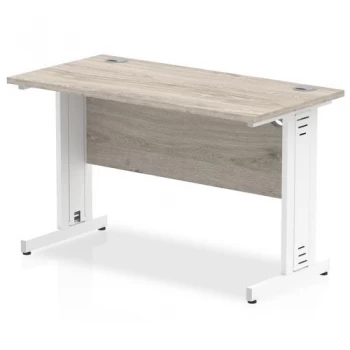 Image of Trexus Slim Rectangular Desk White Cable Managed Leg 1200x600mm Grey