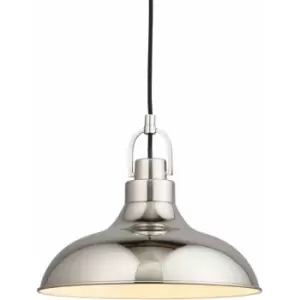 Image of Polished Nickel Ceiling Pendant Light Fitting & Gloss White Inner Shade
