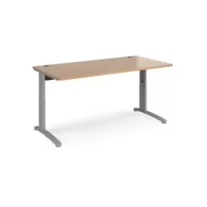 Image of Office Desk Wheelchair Friendly Rectangular Desk 1600mm Beech Tops With Silver Frames TR10