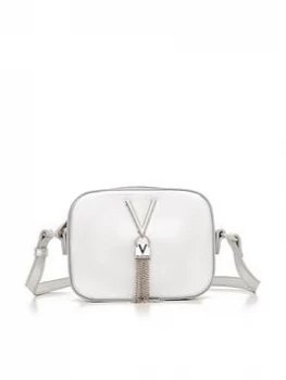 Image of Valentino By Mario Valentino Divina Tassel Trim Cross Body Bag - Silver, Women
