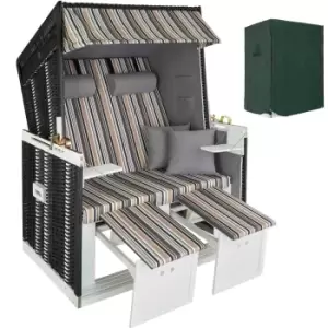 Image of Tectake Beach Chair With Cushions - Black