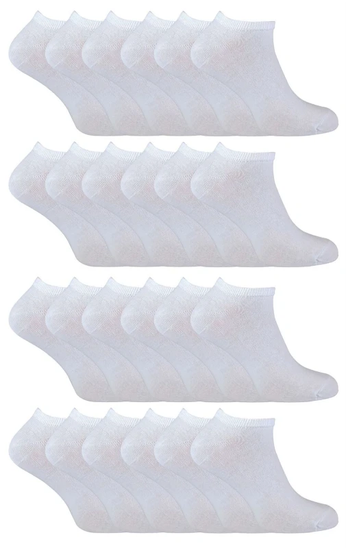 Image of Sock Snob Sock Snob Men 24 Pack Multipack Cotton Trainer Socks in White Size: 12-14 White 12-14 Male 5060910924402