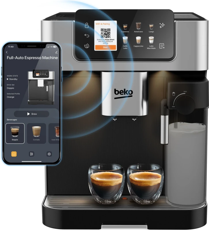 Image of Beko CEG7348X Bean-to cup Coffee Machine Stainless Steel Milk Frother & Touch Display CEG7348X Black,Stainless steel