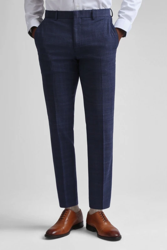 Image of Ted Baker Men Chelia Airforce Check Slim Trousers in Blue Size: 42R Blue 42R Male 5063057253350