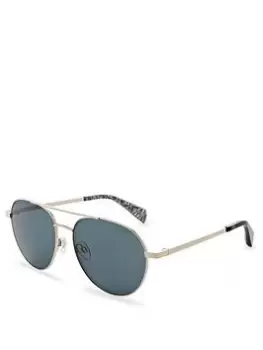 Image of Ted Baker Round Metal Frame Sunglasses, Gold, Men