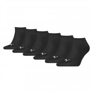 Image of Womens PUMA Unisex Plain Sneaker Socks 6 Pack, Black, size 6-8, Clothing