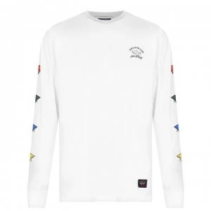Image of PAUL AND SHARK Archivio Long Sleeve Back Logo T Shirt - White