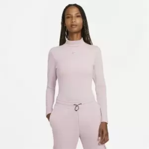 Image of Nike Swoosh Long Sleeve Mock T Shirt Ladies - White