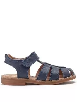 Image of Start-rite Pier Boys Soft Navy Blue Leather Easy Riptape Fisherman Style Summer Sandals - Navy Blue, Navy Leather, Size 7 Younger