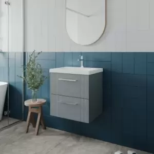 Image of Deco Wall Hung 2-Drawer Vanity Unit with Basin-1 500mm Wide - Satin Grey - Nuie