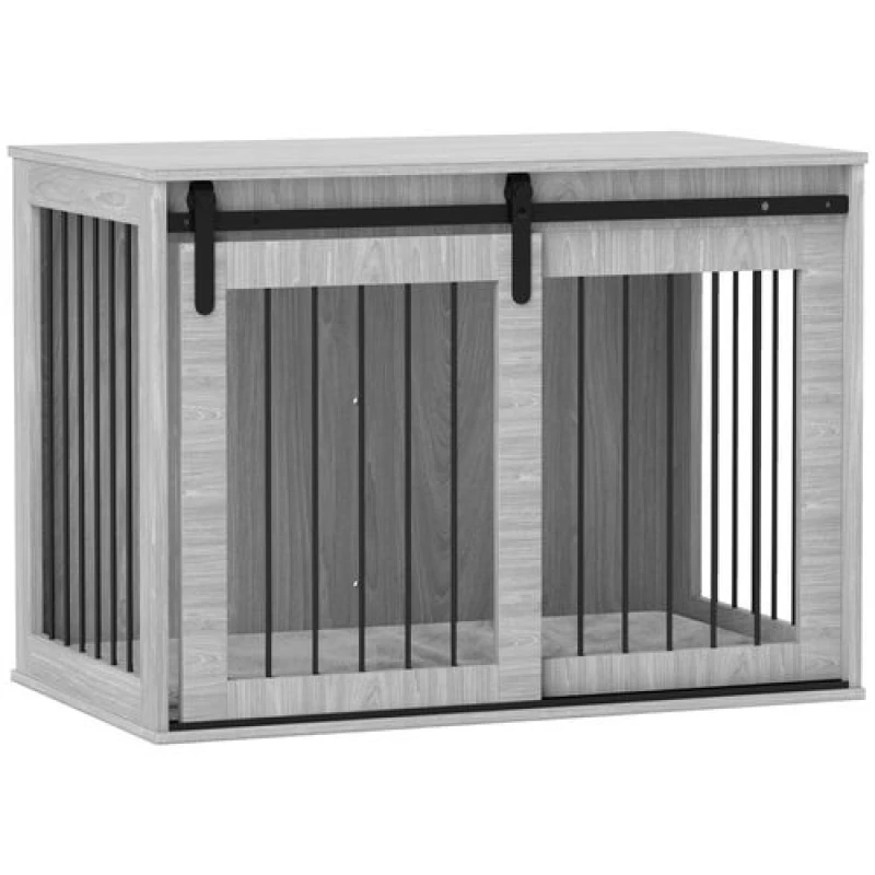 Image of PawHut Dog Crate Furniture with Removable Cushion for Large Dogs - Grey - Pawhut 5056725514600