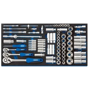 Image of Draper 1/4", 3/8", And 1/2" Socket Set In Full Drawer EVA Insert Tray (84 Piece)