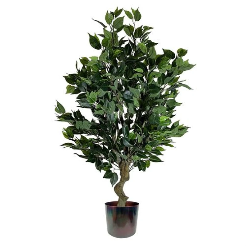 Image of Leaf 100cm Leaf Realistic Artificial Ficus Tree / Plant Bush Ficus Multicolour Planter