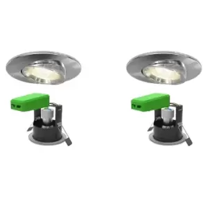 Image of 4lite WiZ Connected Smart LED Fire Rated Downlight IP20 GU10 Adjustable Chrome WiFi/BLE Twin Pack, Chrome