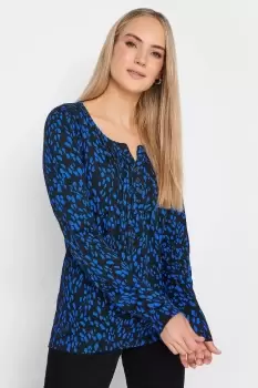 Image of Tall Printed Long Sleeve Henley Top