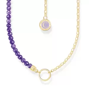 Image of THOMAS SABO Gold Plated Charmista Fine Chain Imitation Amethyst Charm Necklace