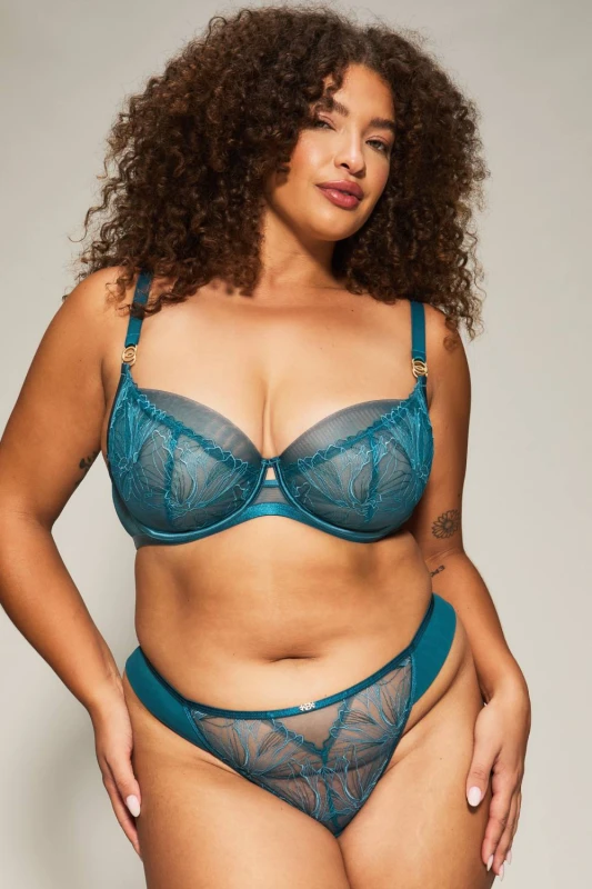 Image of KBX Womens Joelle Non Pad Balcony Bra in Teal Size: 38FF Teal Female 38FF