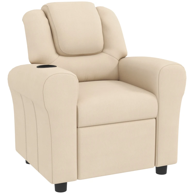 Image of HOMCOM Kids Recliner Chair with Adjustable Backrest and Footrest, Beige, Cream 310-084V70BG