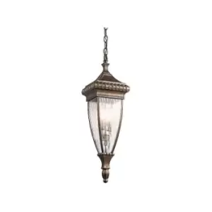 Image of Elstead Venetian Rain - 2 Light Outdoor Ceiling Chain Lantern Brushed Bronze, E14