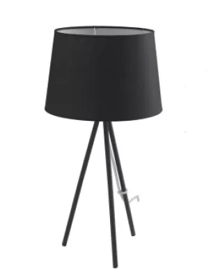 Image of MARILYN Table Lamp with Round Tapered Shade Black, Cotton Lampshade 30x58.5cm