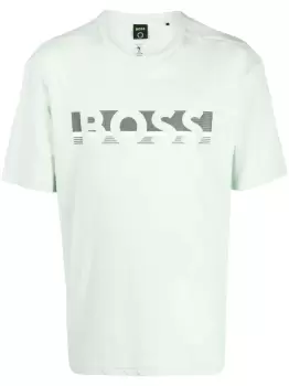 Image of BOSS Tee 1 Logo-print T-Shirt Open Green