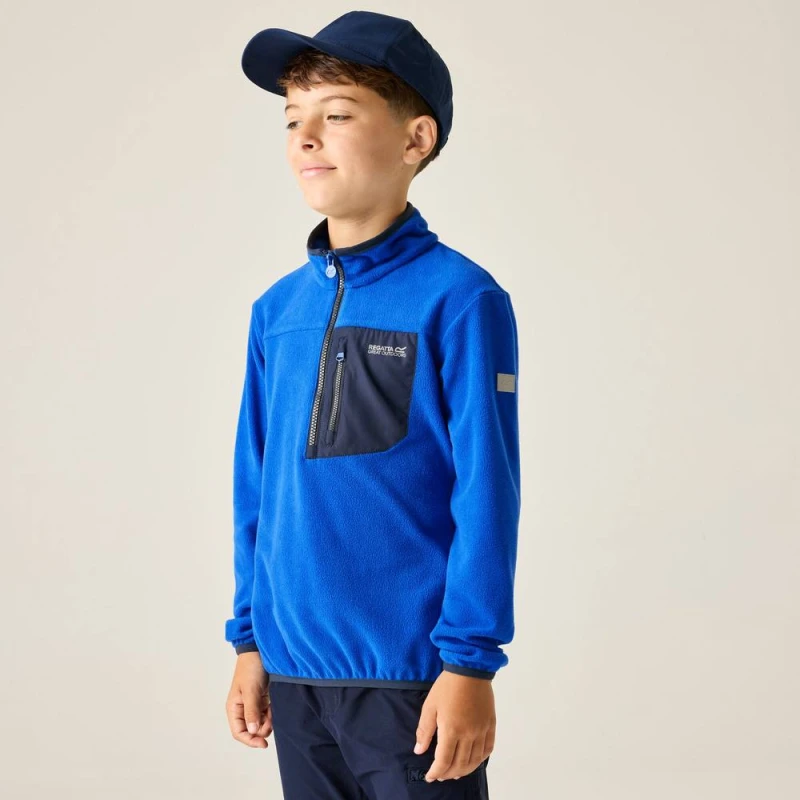 Image of Regatta Frankie Half Zip Fleece in Bright Blue Size: 15-16 Years Bright Blue Unisex 15-16 Years
