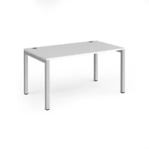 Image of Bench Desk Single Person Rectangular Desk 1400mm White Tops With Silver Frames 800mm Depth Connex