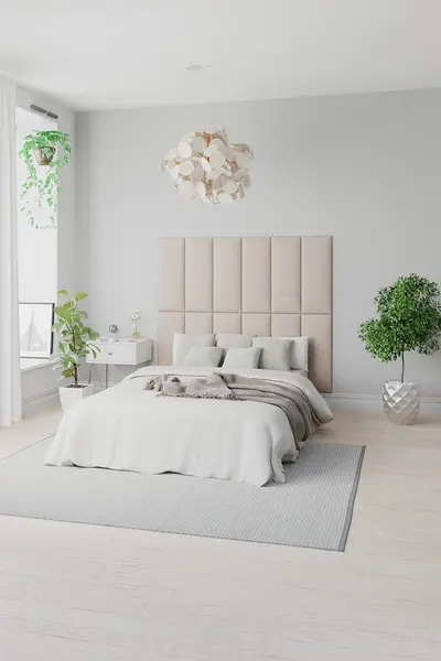 Image of Aspire EasyMount Wall Mounted Upholstered Panels, Modular DIY Headboard in Saxon Twill Fabric (Pack of 4) Natural