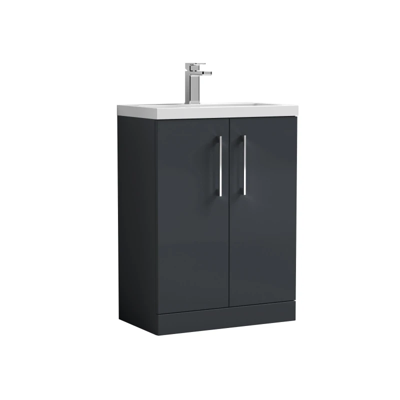 Image of Balterley Floor Standing 2 Door Vanity Polymarble Basin Soft Black 600mm Black