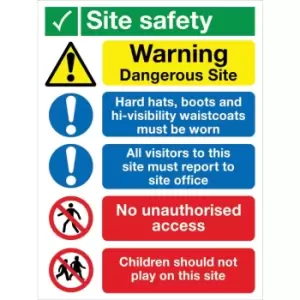 Image of Site Safety Starts Here Rigid PVC Sign - 600 x 800mm