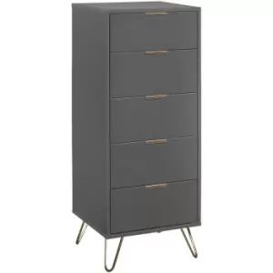Image of Arlo 5 Drawer Narrow Chest Charcoal