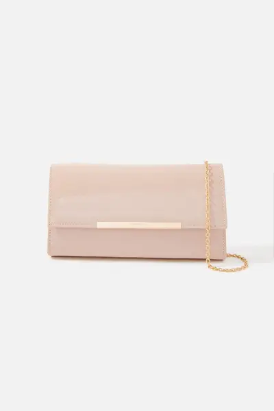 Image of Accessorize Patent Clutch Bag Nude