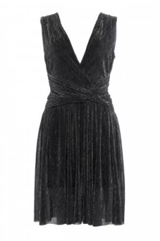 Image of French Connection Marcelle Shimmer Jersey V Neck Dress Black